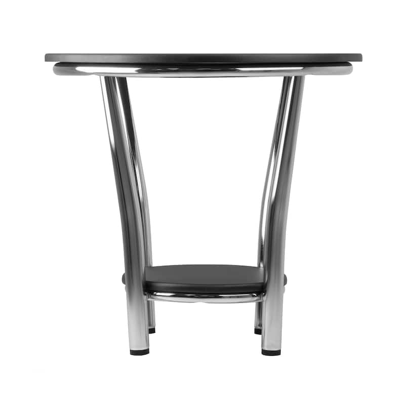 Round End Table, Black and Metal - 23.82 x 23.82 x 22.05 inches