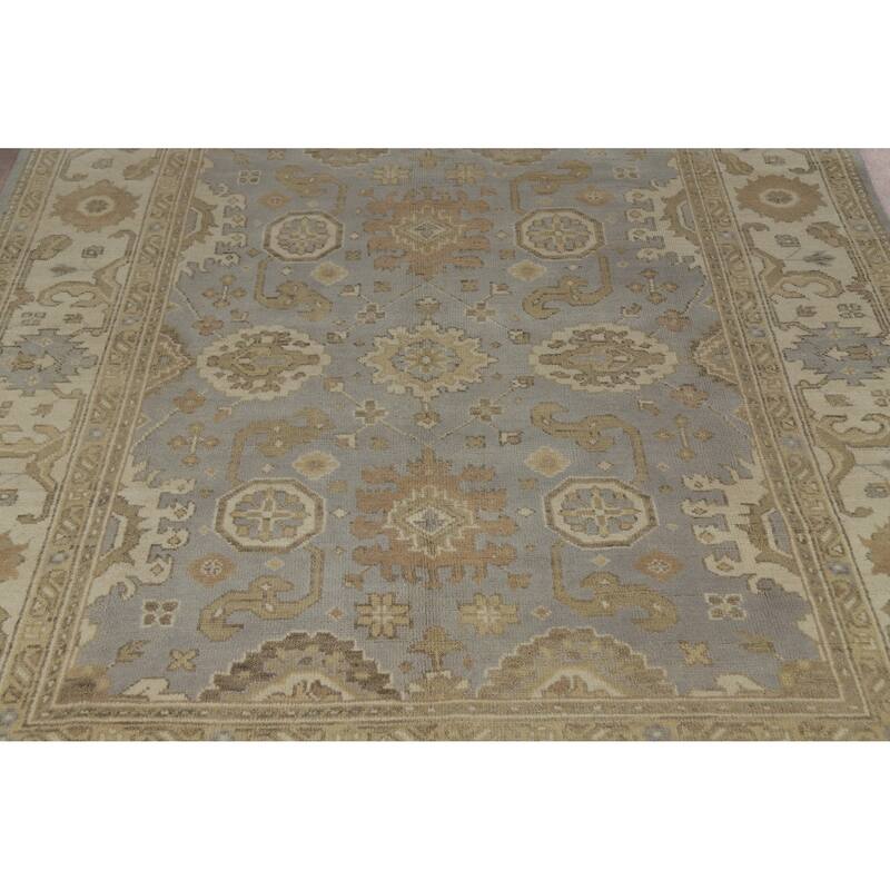 Oushak Indian Area Rug Handmade Transitional Blue Wool Carpet - 7'11" x 9'9"