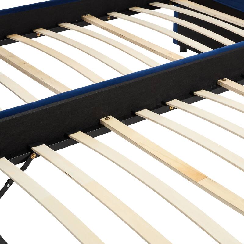 Tufted Upholstered Daybed with Lift Up Trundle, Twin Size Velvet Platform Sofa Bed with Charging Ports and Side Pocket