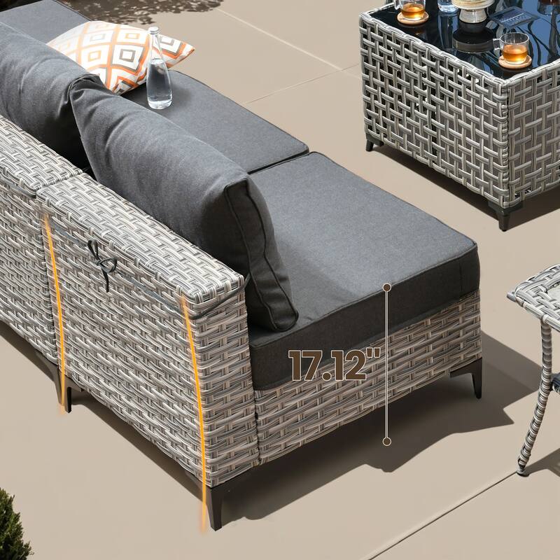 XIZZI 11-piece Patio Rattan Wicker Furniture Set with Fire Pit Table