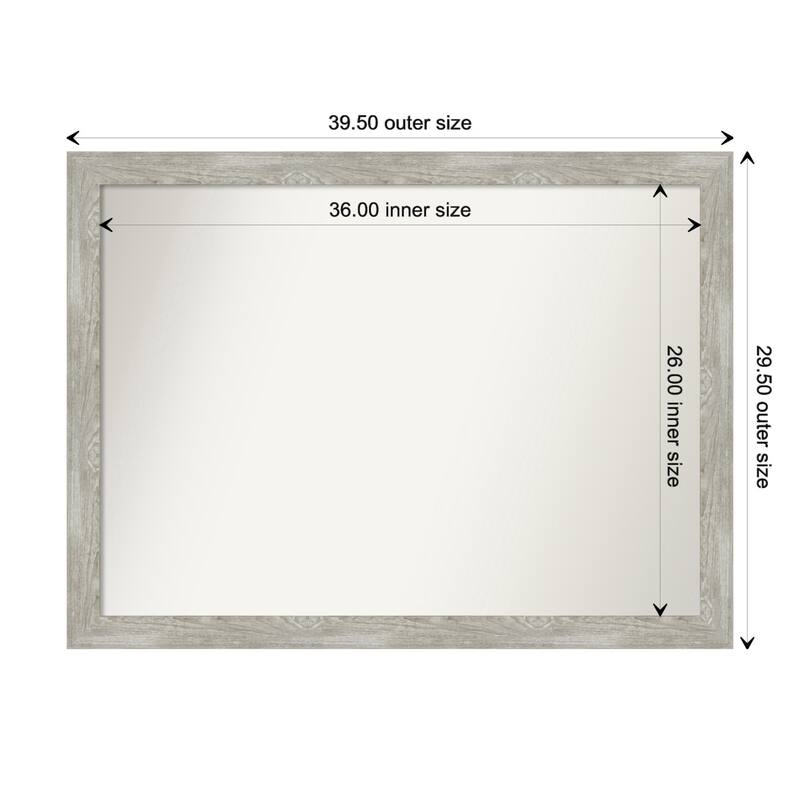 Dove Greywash Narrow Framed Non-Beveled Custom Wall Mirror, Bathroom Vanity Mirror - Outer Size: 39.5 x 29.5