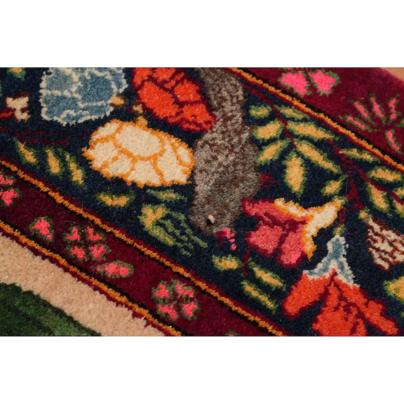 Hand Knotted Oriental 100% Wool Carpet Traditional Pictorial Multi-Colored Kashan Area Rug - 7' 0'' X 4' 4''