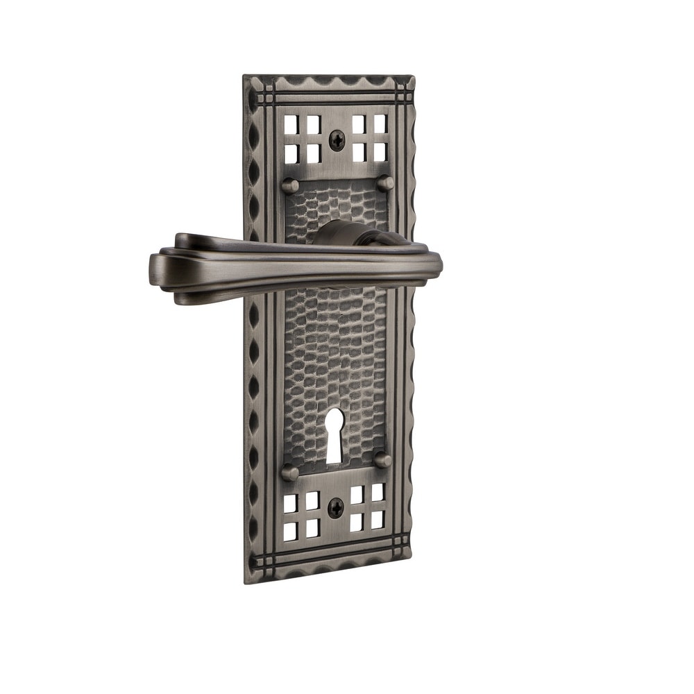 Nostalgic Warehouse Fleur Privacy Door Lever Set with Craftsman Rose