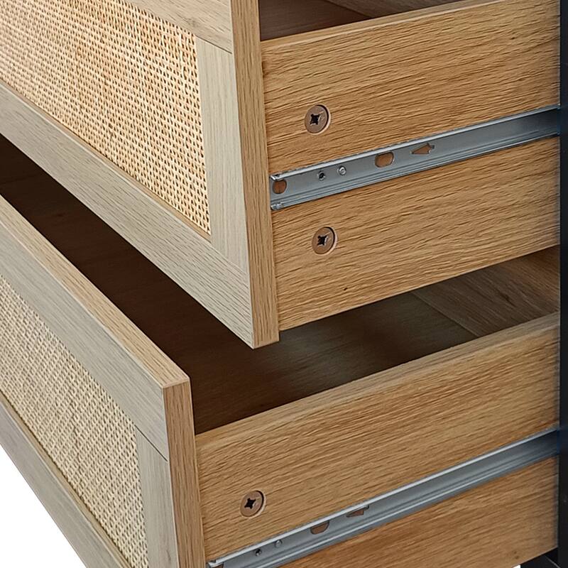 59.06" 6-Drawers Rattan Storage Cabinet Rattan Drawer, for Bedroom, Living Room