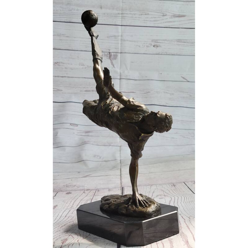 Soccer Trick Shot Bronze Statue Sculpture Trophy Athletic Decor Gift Original Art 14 Inches X 10 Inches