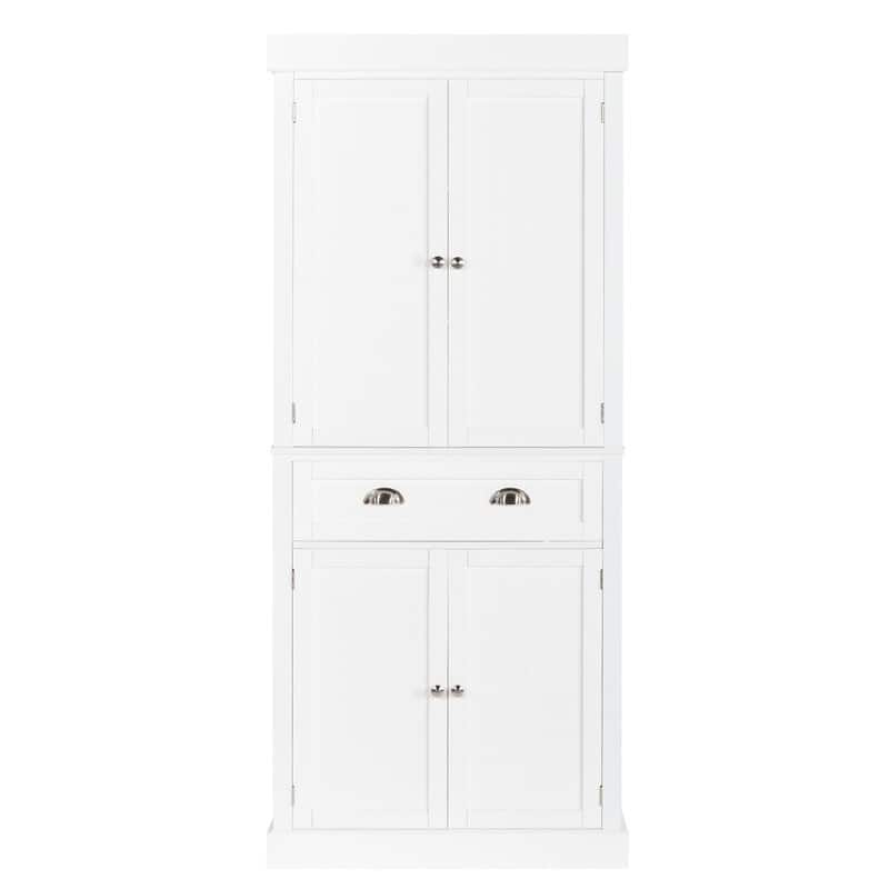Modern Single Drawer Double Door Wardrobe Storage Cabinet - White
