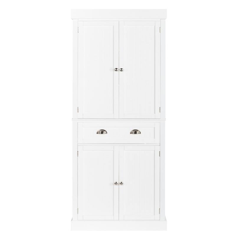 Single Drawer Double Door Wardrobe Storage Cabinet White - White