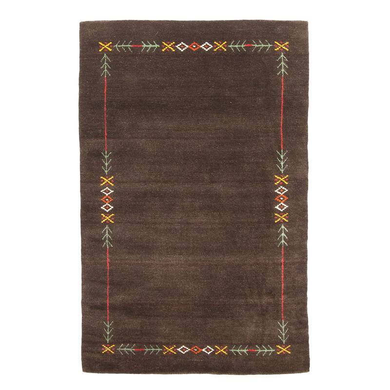 ECARPETGALLERY Hand Loomed Kashkuli Gabbeh Dark Brown Wool Rug - 3'0 x 4'9