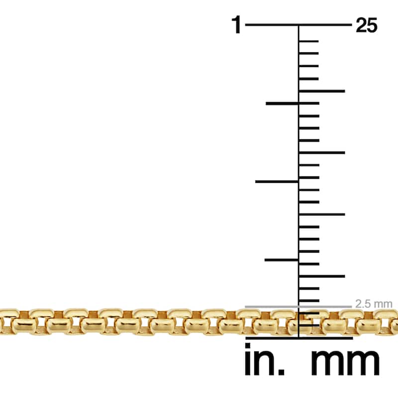 14k Yellow Gold Filled 2.5 mm Round Box Link Chain Necklace for Men and Women (16, 18, 20, 22, 24 or 30 inch)