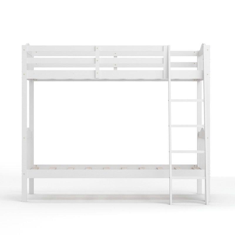 Twin Over Twin Solid Wood Bunk Bed for Kids and Adults, No Box Spring Required