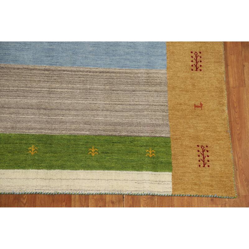 Hand Knotted Oriental 100% Wool Carpet Tribal Animal Pictorial Multi-Colored Gabbeh Area Rug - 9' 10'' X 6' 5''