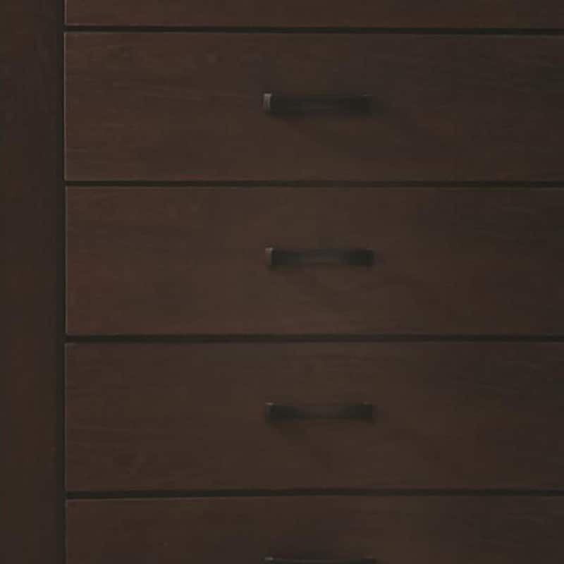 Wooden Transitional Five Drawer Chest, Dark Cocoa Brown