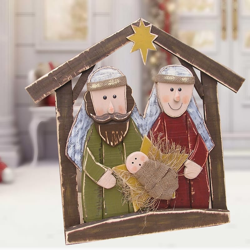 Wooden Nativity Christmas Tabletop Decoration - 30"