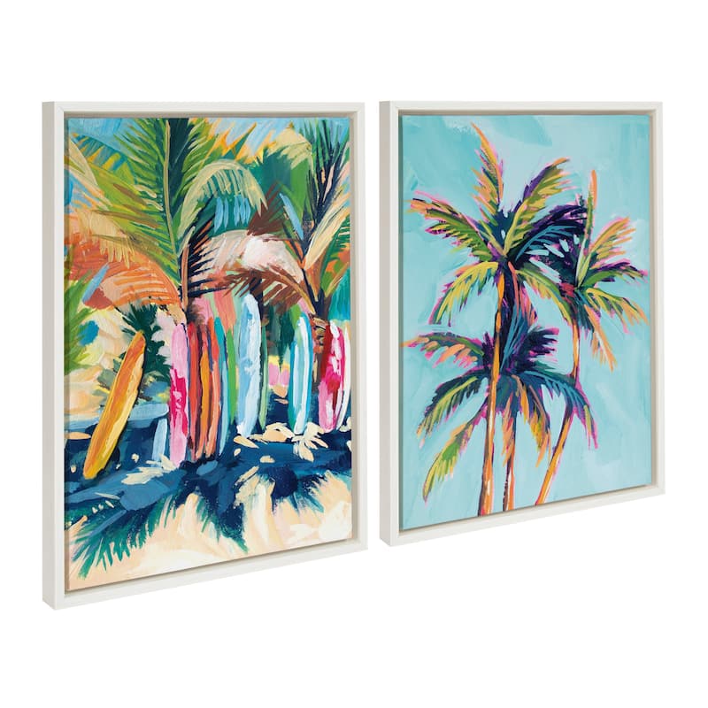 Kate and Laurel Sylvie Surf and Sand Canvas Art Set by Rachel Christopoulos