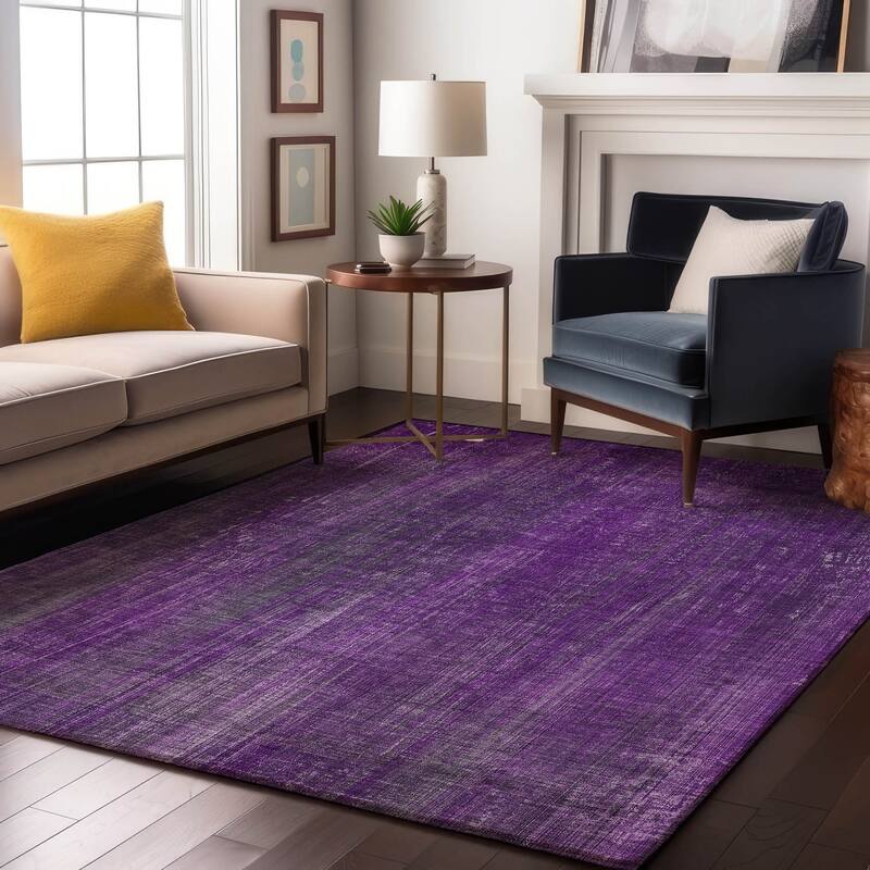 Premium Washable Super Soft Solid Abstract Mayfield Rug - Purple - 9' x 12' - Rectangle