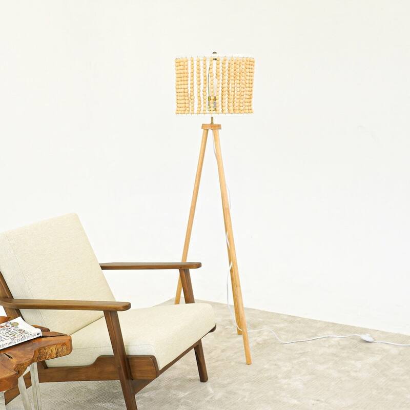 Reading Floor Lamp, Standing Light for Living Room Chair, Bedside & Study Area, Brillo Three Legged Floor Lamp Natural 110V