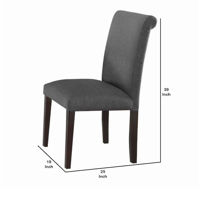 Brown/Gray Fabric Upholstered Wood Frame Dining Chair, Set of 2, Sturdy Dining Chair for Dining Rooms - 23.5