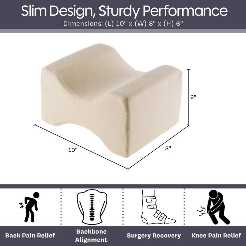 Remedy Knee Pillow for Side Sleepers - Contoured Memory Foam Leg Pillow for Pain Relief