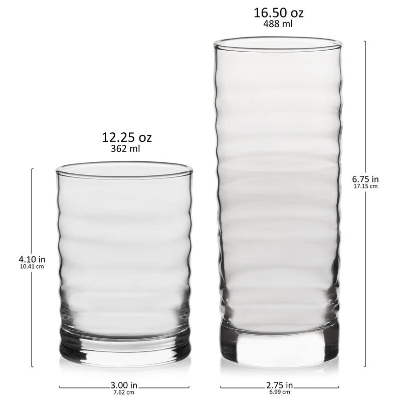 Libbey Pueblo 16-Piece Tumbler and Rocks Glass Set - Set of 16