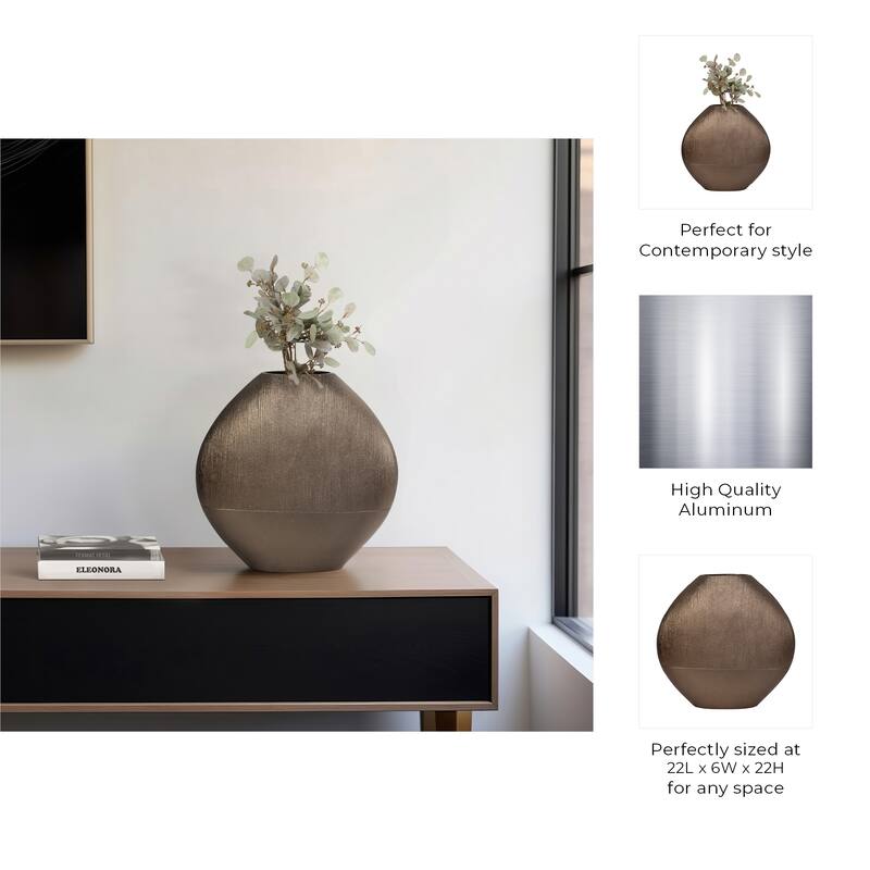 Modern Round Metal Table Vase - Flower Vase