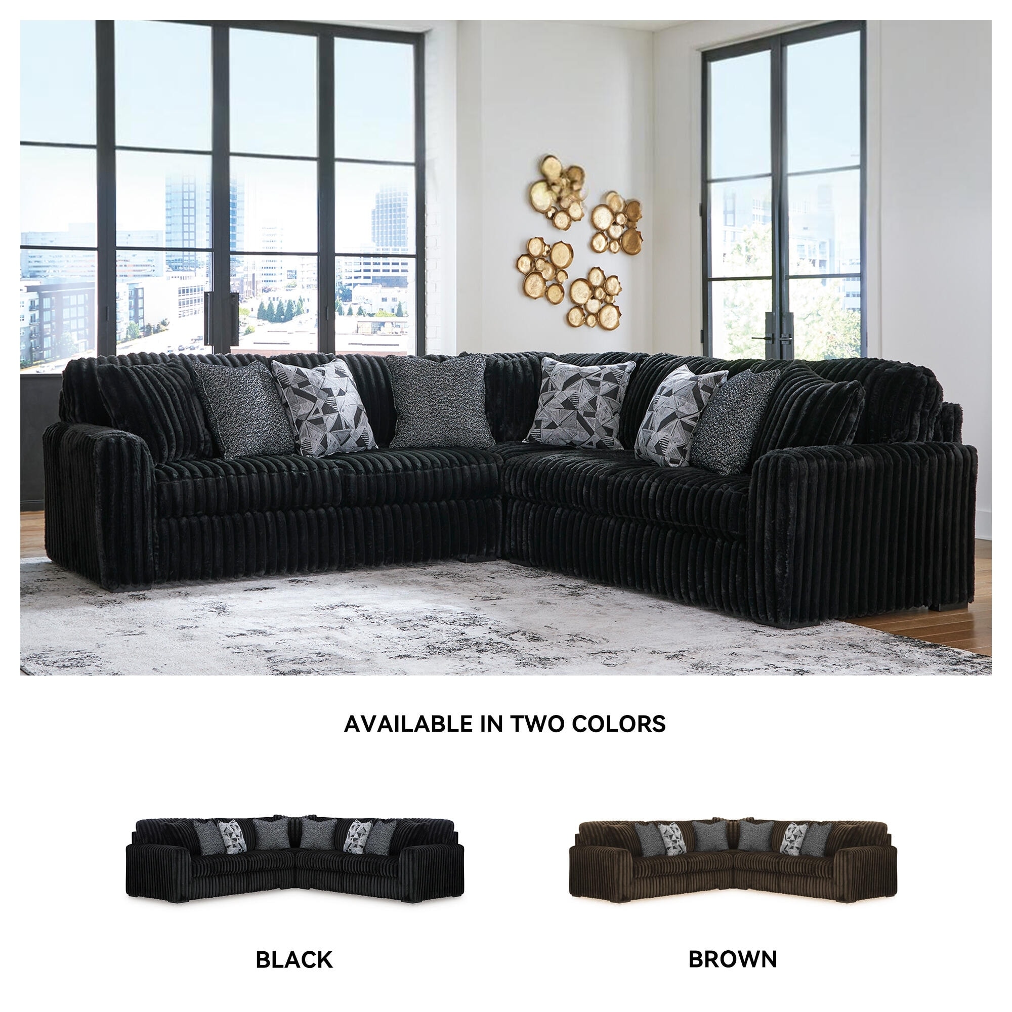黒米（感謝）/3 Signature Design by Ashley Midnight-madness 3-Piece Sectional