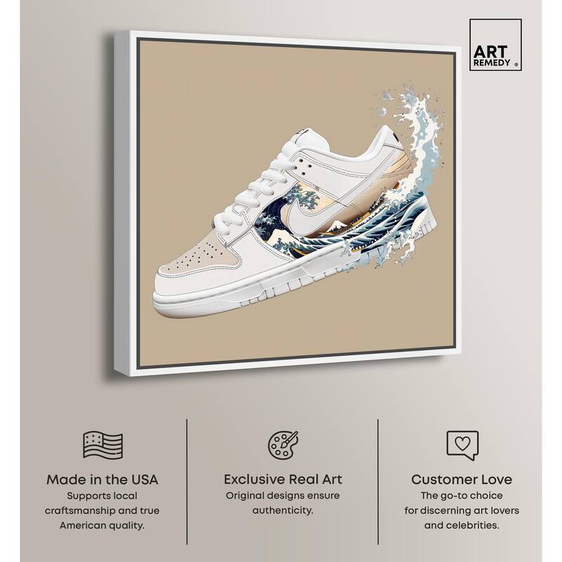 Great Wave Sneaker Splash Canvas by Art Remedy