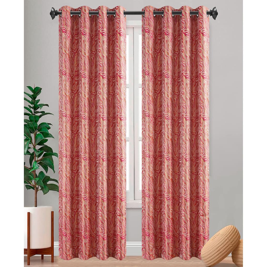 Loewe Marble Metallic Jacquard Grommet Window Curtain Panel, 54x90 Inches - 54x90 Inches