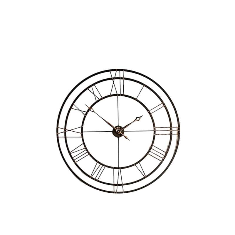 45" Black and Gold Round Gallery Wall Clock