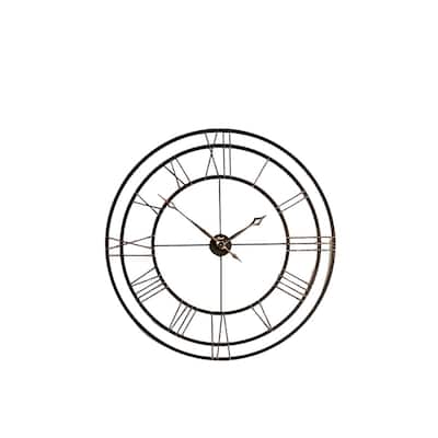 45" Black and Gold Round Gallery Wall Clock