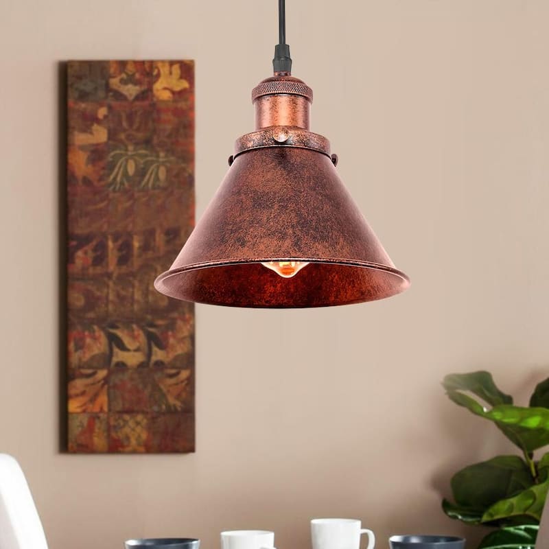 Single Rustic Copper Pendant Light - Rusty Red - 1 Pack
