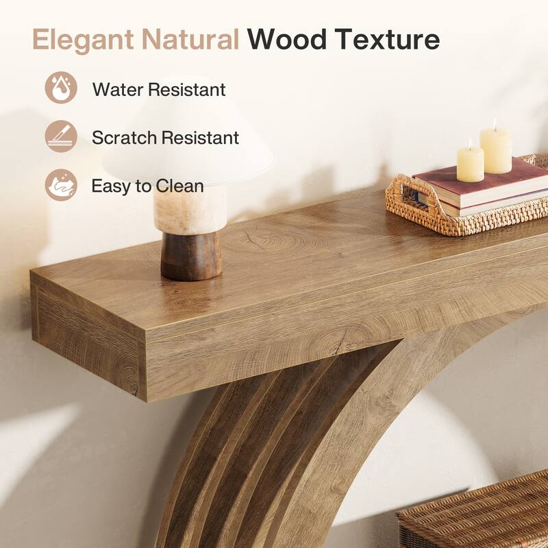 63-Inch Long Console Table Behind the Couch