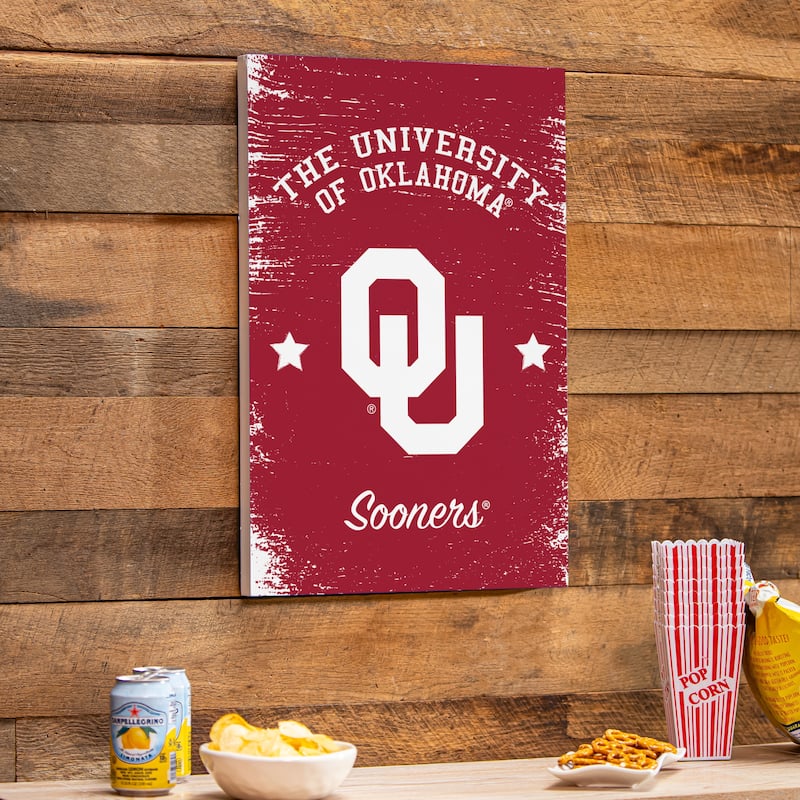 University of Oklahoma Wooden Door Decor Wall Sign - Multi-Color - 16 x 24