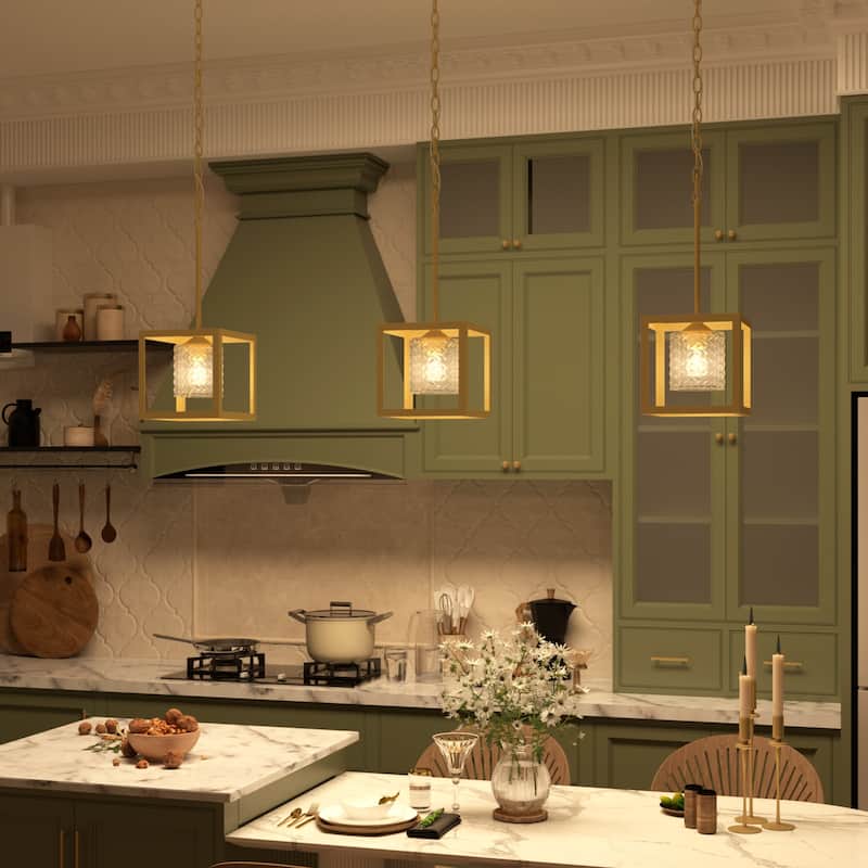 Moulins 1-light Modern Glam Crystal Geometric Kitchen Island Pendant Light
