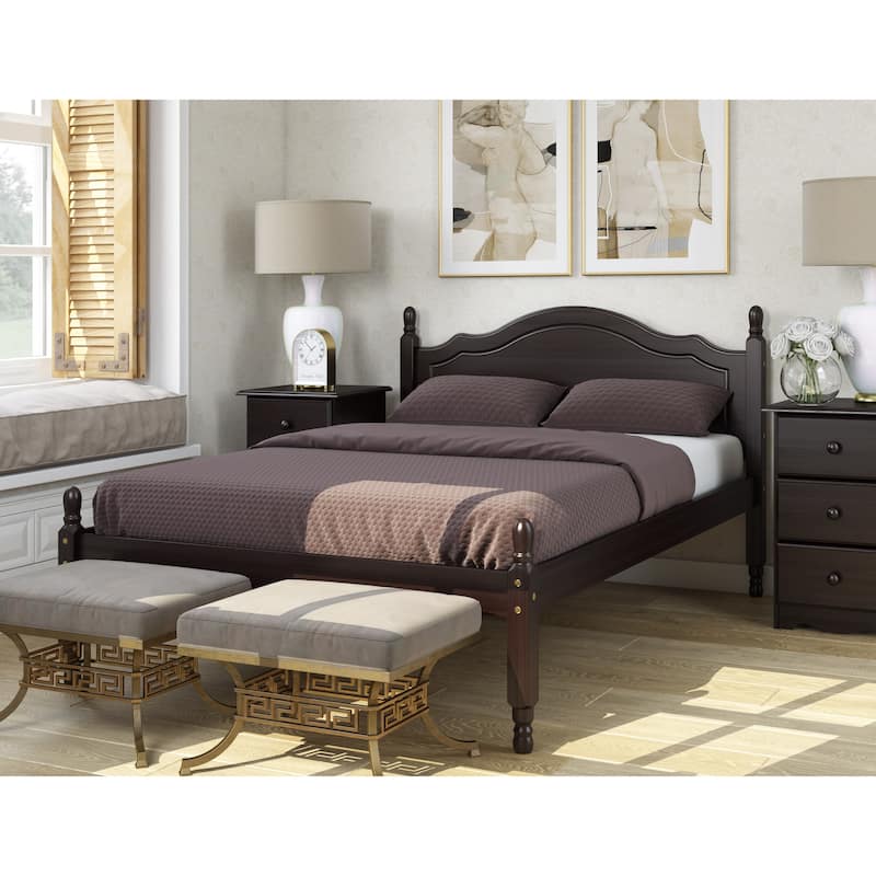 100% Solid Wood Reston Full Size Panel Headboard Platform Bed by Palace Imports - Java