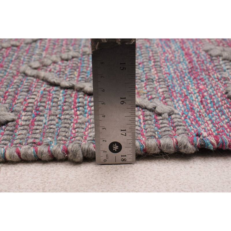 ECARPETGALLERY Braid weave Sienna Grey, Pink Wool Rug - 6'1 x 9'4