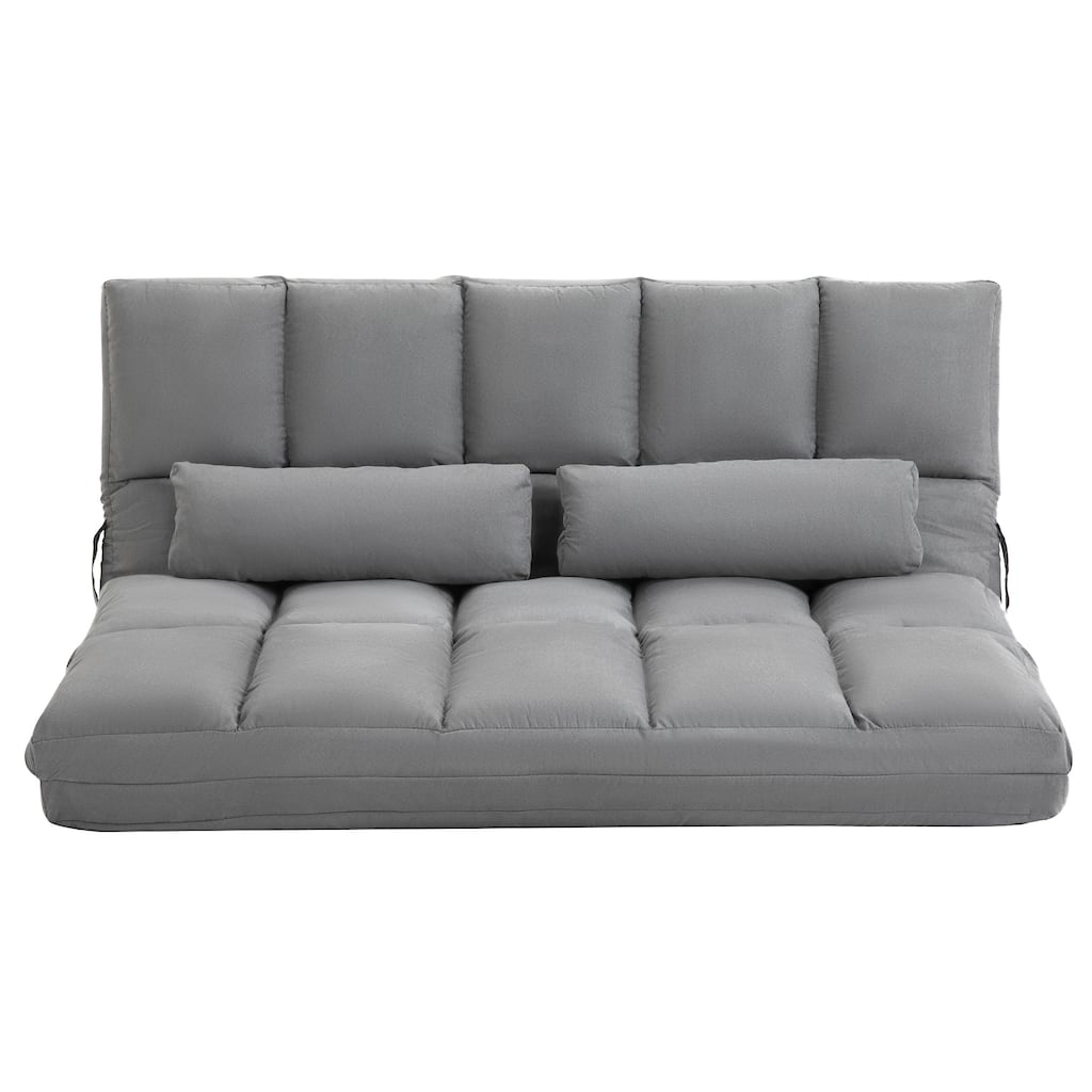 Light Gray Modern 51.3" Folding Upholstered Loveseat Chaise Lounges Chair with 2 Pillows and Adjustable Backrest