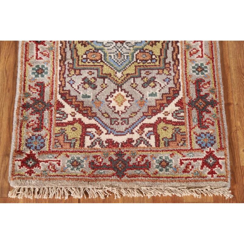 Grey Traditional Heriz Serapi Oriental Area Rug Handmade Wool Carpet - 2'0"x 3'0"