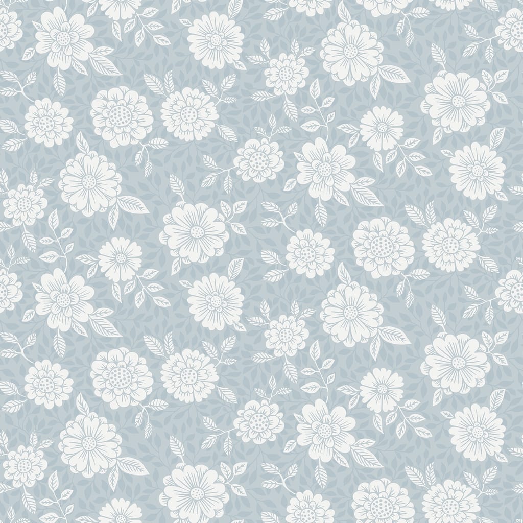 A-Street Prints Lizette Light Blue Charming Floral Wallpaper