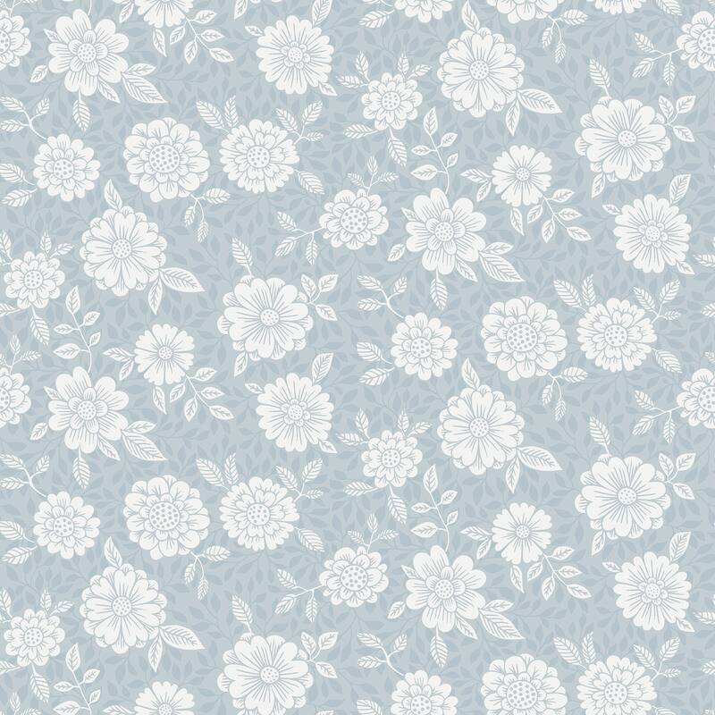 A-Street Prints Lizette Light Blue Charming Floral Wallpaper