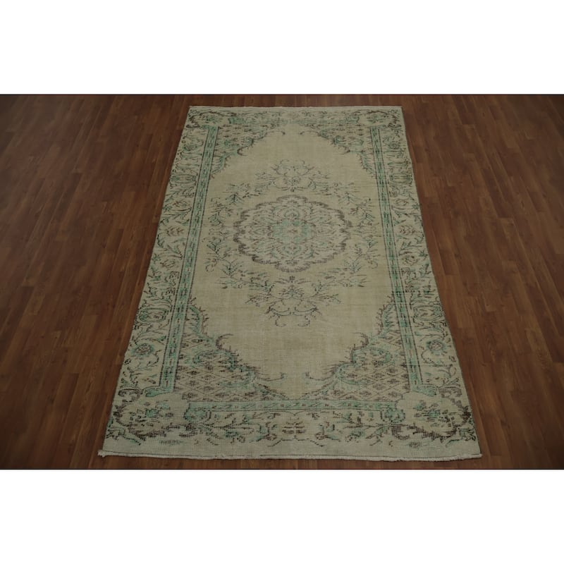 Hand Knotted Oriental 100% Wool Carpet Transitional Floral Beige & Ivories Anatolian Area Rug - 8' 10'' X 5' 6''
