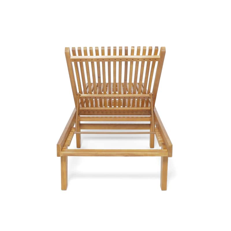 Outdoor Solid Wood Frame Slat Recliner