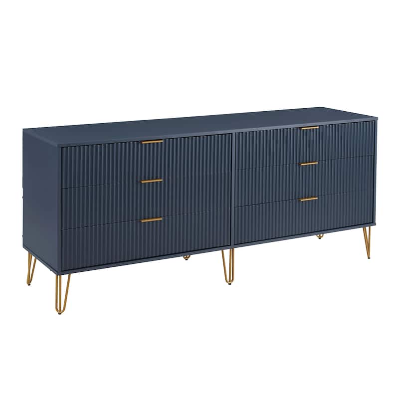 Manhattan Comfort Dumbo Modern 6-Drawer Double Low Dresser.