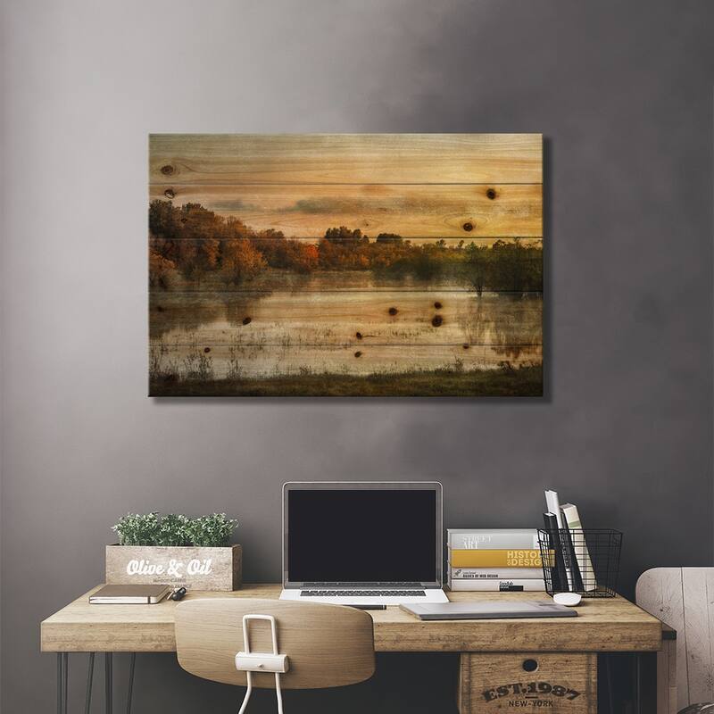 Spring Wetlands Print On Wood by Don Schwartz - Multi-Color