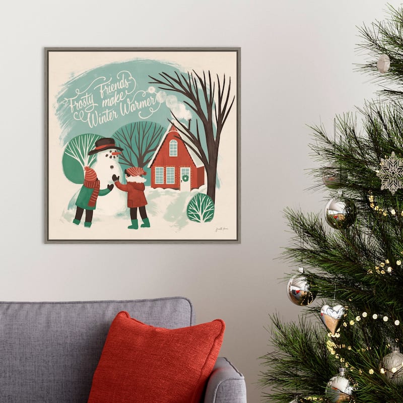 Winter Bliss III Snowman by Janelle Penner Framed Canvas Wall Art