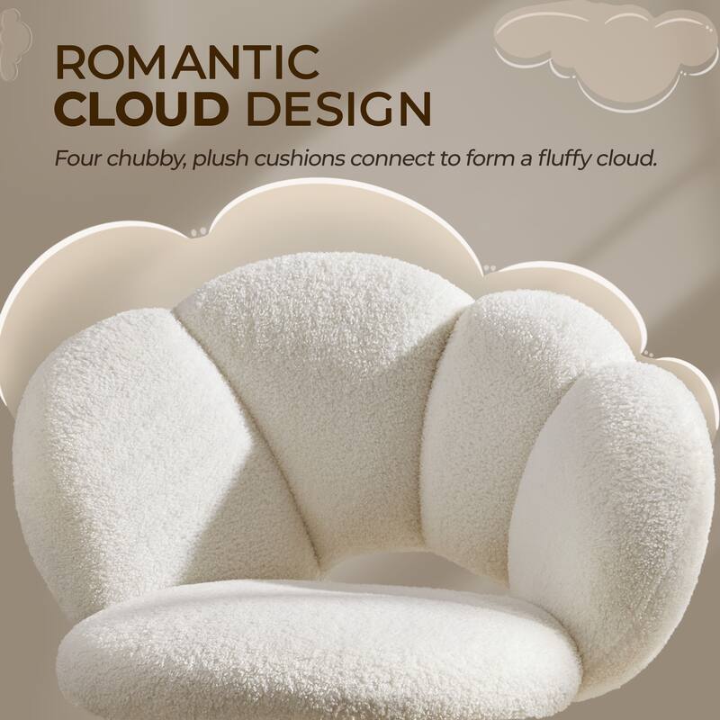 Yaheetech Upholstered Desk Chair Rolling Computer Chair with Cloud-shaped Backrest