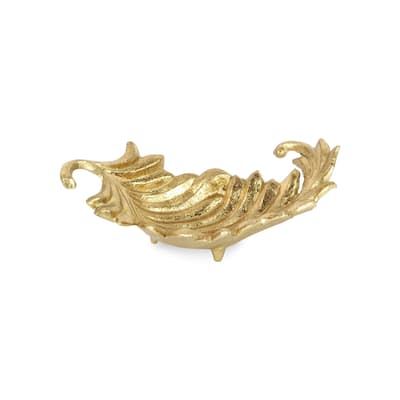 Maidmore Grove Golden Cast Iron Leaf Dish Decor