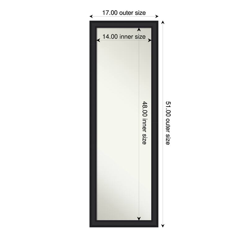 Oliver Narrow Non-Beveled Wood Framed Full-Length On the Door Mirror - 17 x 51 in - Oliver Black Narrow