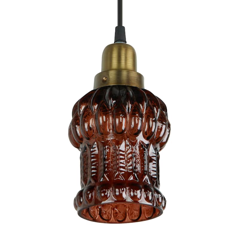 Baptiste River of Goods Purple/Yellow/Green and Gold Glass and Metal 4.5-Inch Pendant Light with Adjustable Hanging Cord