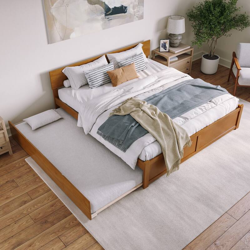 AFI Orlando Platform Bed with Footboard & Twin XL Trundle