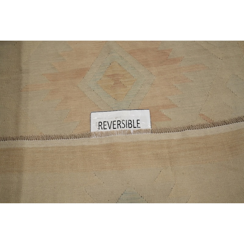 Hand Woven Oriental 100% Wool Carpet Southwestern Medallion Beige & Ivories Kilim Area Rug - 6' 7'' X 4' 11''